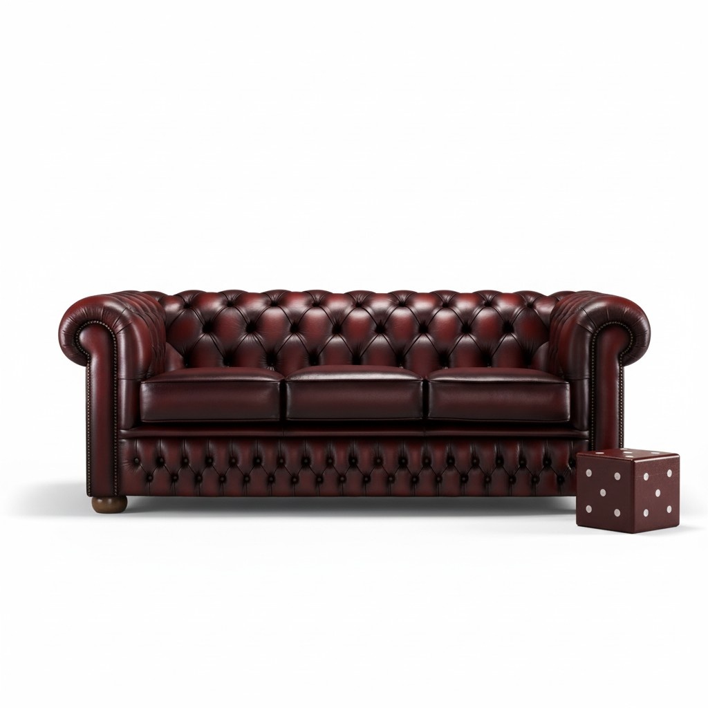 Sofa 3 Sitzer Bordaux Ledersofa Couchen Couch Chesterfield Garnitur