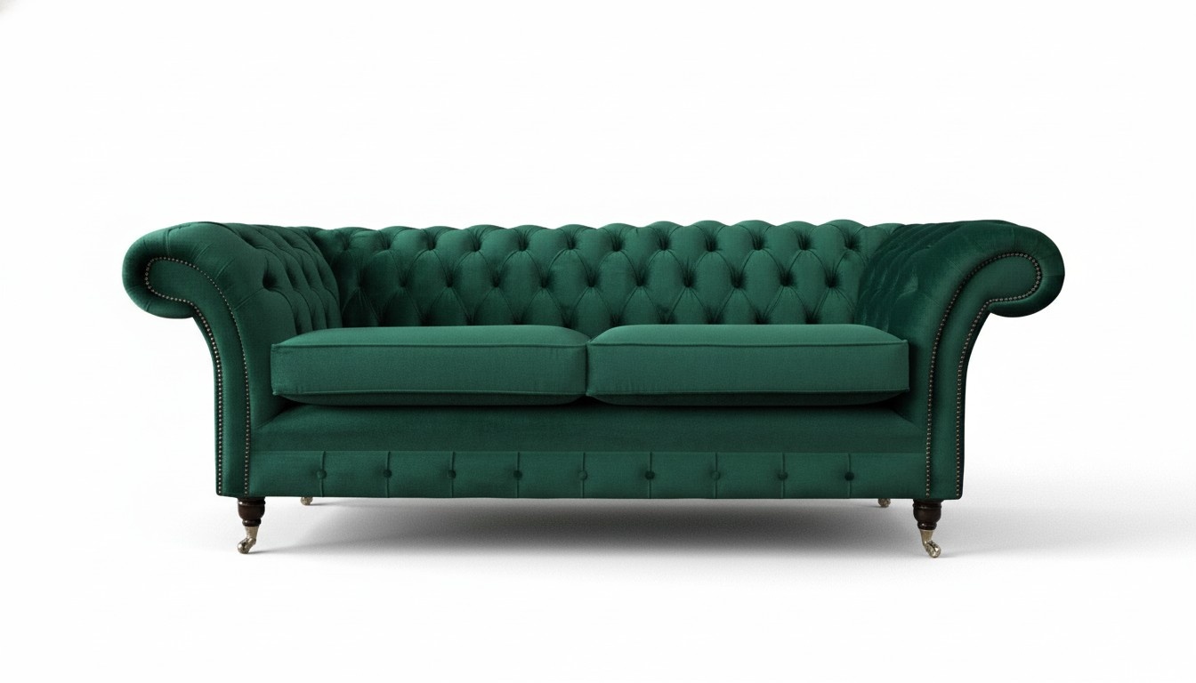 Sofa 3 Sitzer Grün Sofas Stil Luxus Wohnzimmer Design Chesterfield Neu