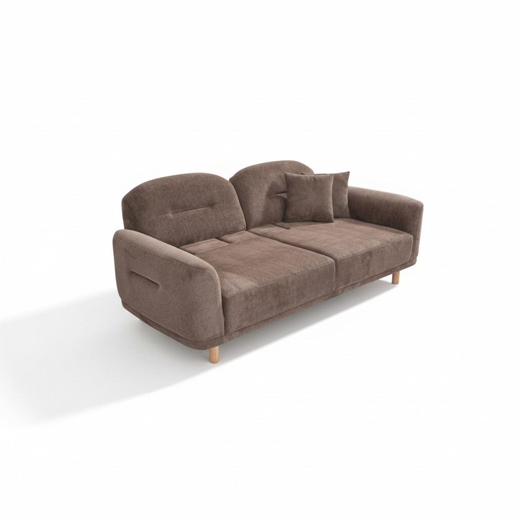 Sofa 3 Sitzer Polstersofa Braun Textil Sitz Design Couch Modern Stoff