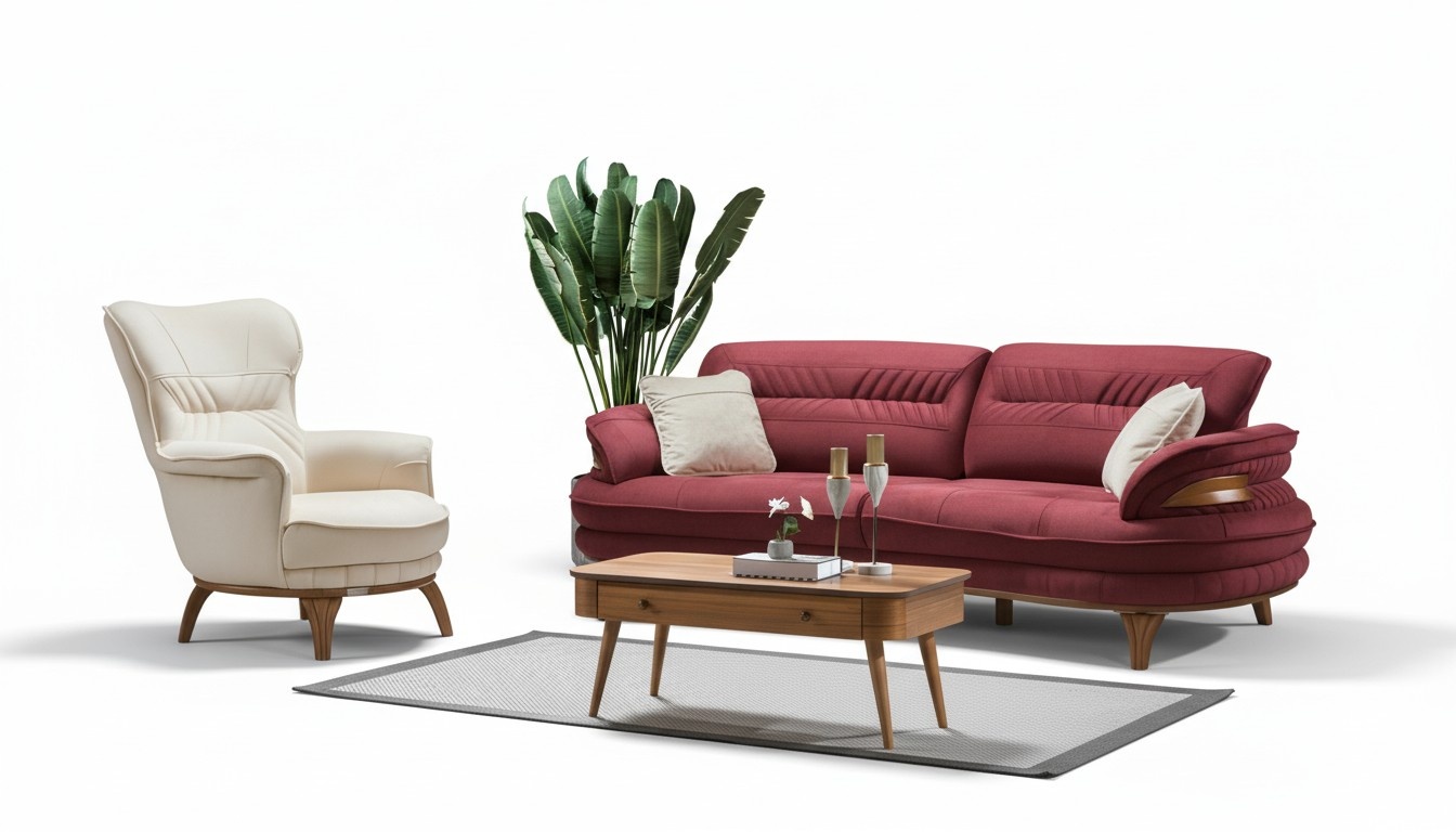 Sofa 3 Sitzer + Sessel Wohnzimmer Sofa Sofas Sessel Luxus Stoff Möbel