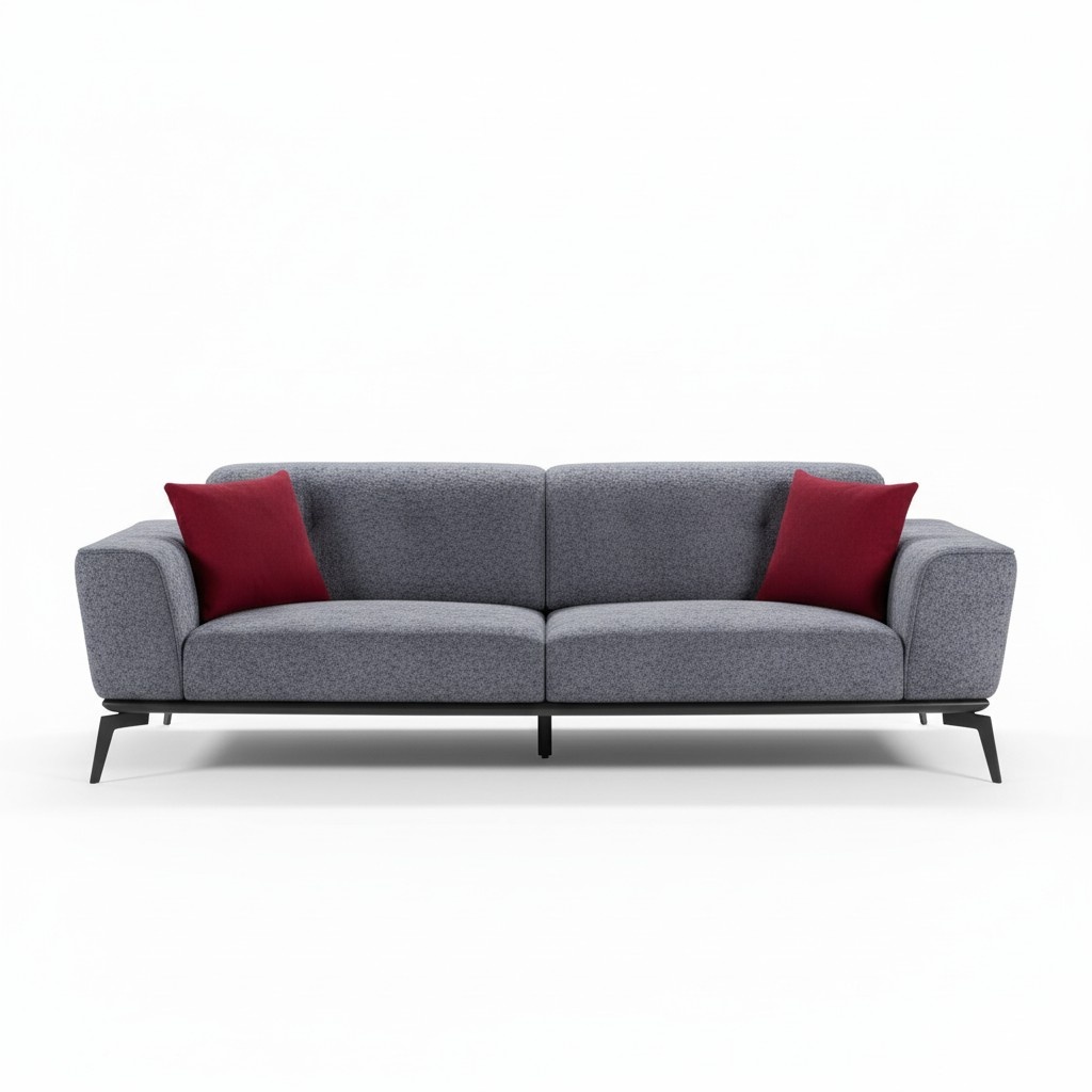 Sofa 3 Sitzer Sofas Stoff grau Textil Polster Wohnzimmer Textil Graue