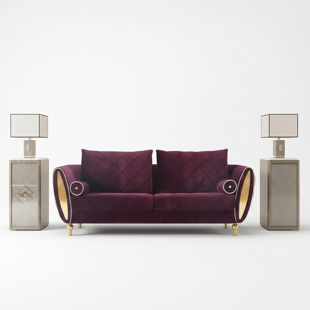 Sofa 3 Sitzer Sofas Couch Polster Garnitur Metall Design Moderne Couchen