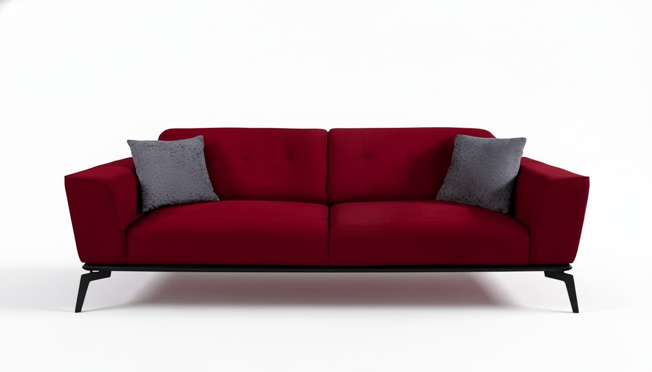 Moderner Sofa 3 Sitzer Textil Burgund Couch Polster Dreisitzer Rote