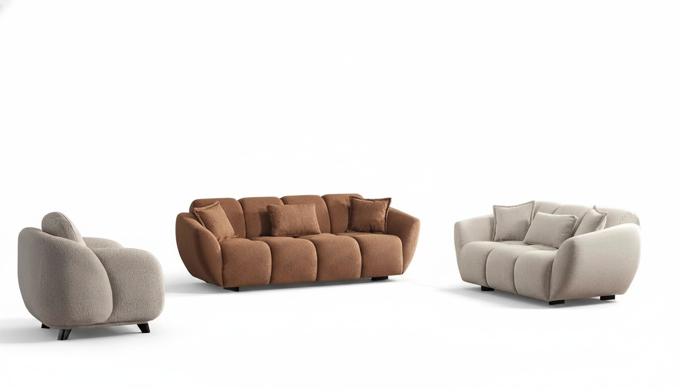Sofa 3-Sitzer Wohnzimmer-Set Relaxgarnitur Komplettsofa Lounge-Garnitur 3tlg