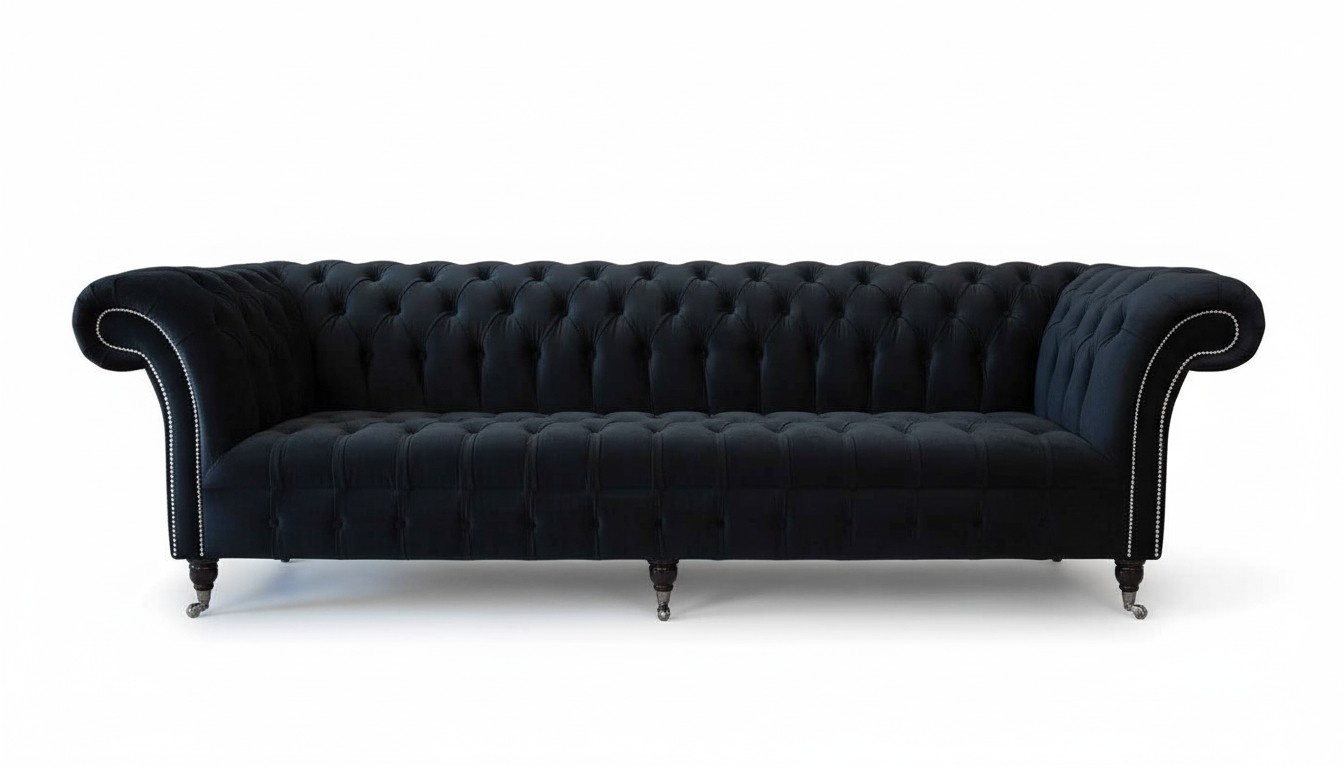 Sofa 4 Sitzer Chesterfield Polster Wohnzimmer Design Luxus Holz Neu