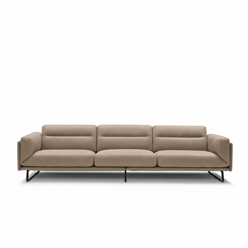 Sofa 4 Sitzer Ledersofas Luxus Design Couch Beige Luxus Polster Viersitzer xxl