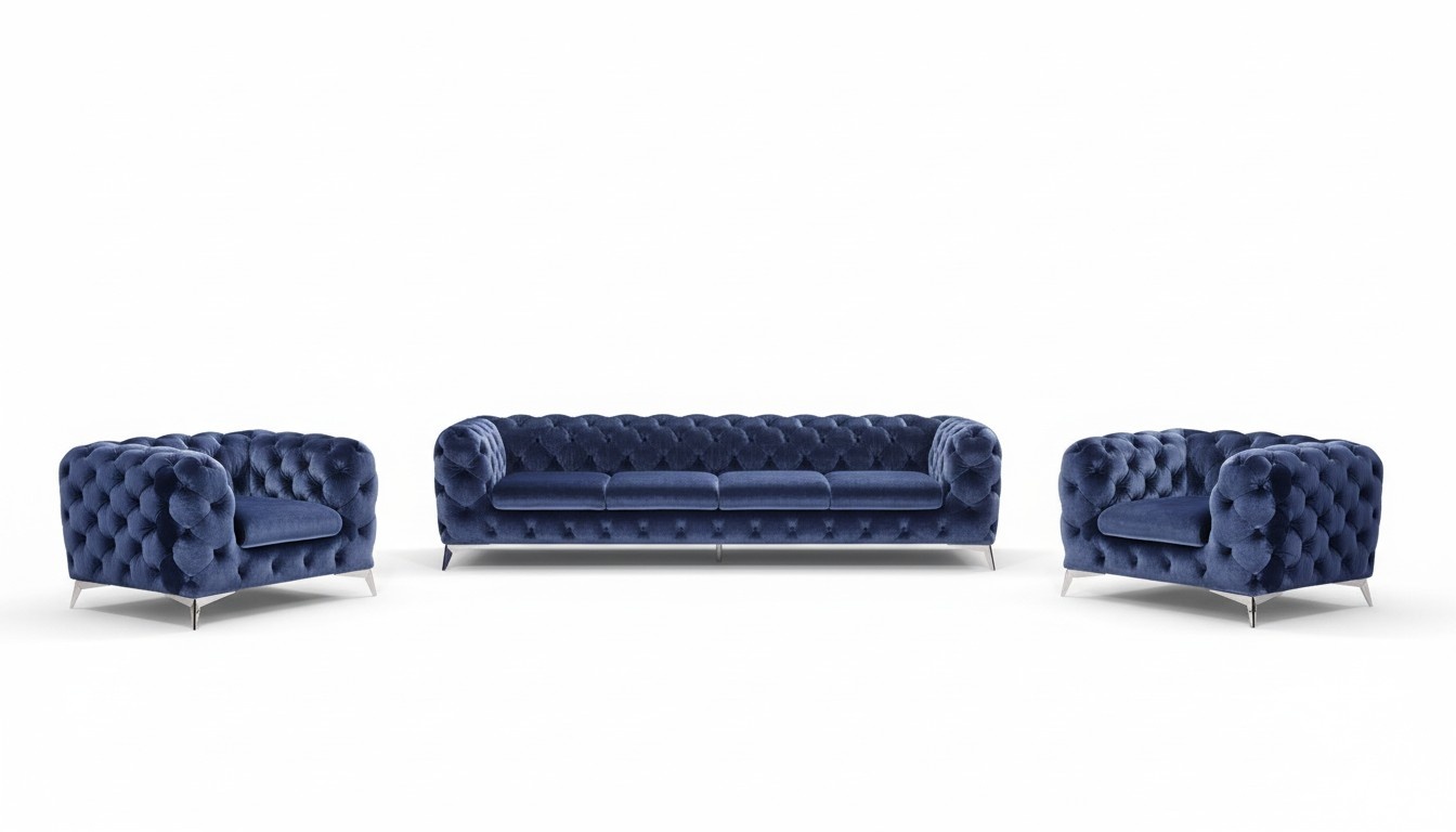 Sofa Chesterfield Couch Polster Garnitur Textil 2+1 designer Couchen Neu