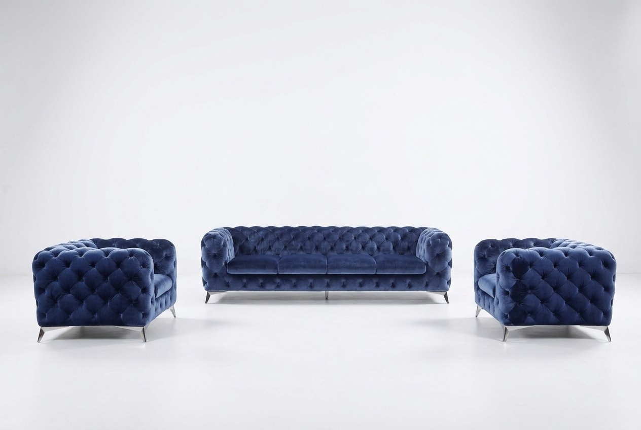 Sofa Chesterfield Couch Polster XXL Big Garnitur Textil 2+1+1 designer