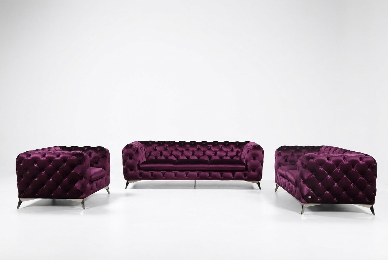 Sofa Chesterfield Polster Couch XXL Big Garnitur Textil 2+1+1 designer