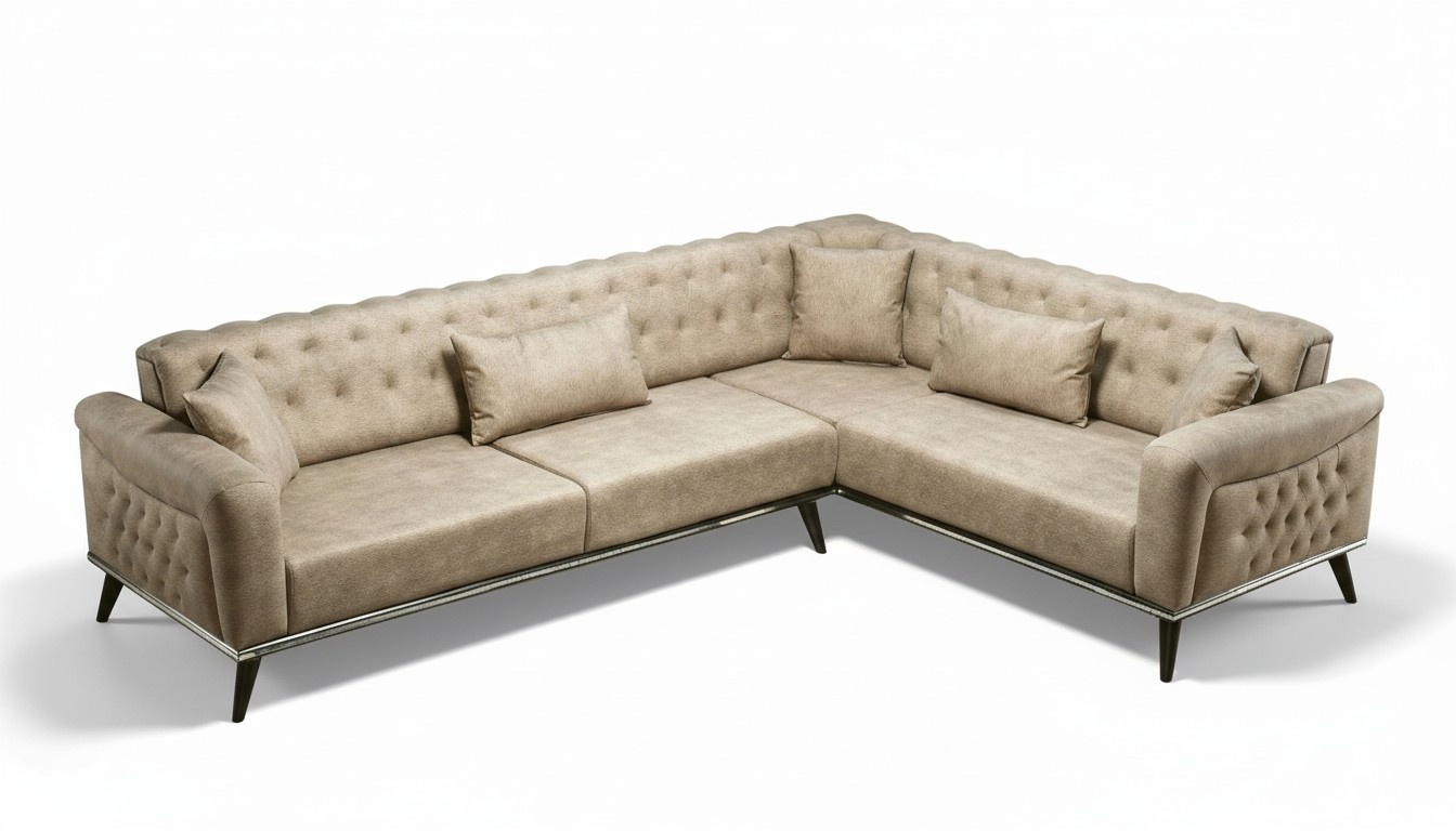 Sofa Couch Beige Wohnzimmer Set Design Modernes Sofa Ecksofa neu