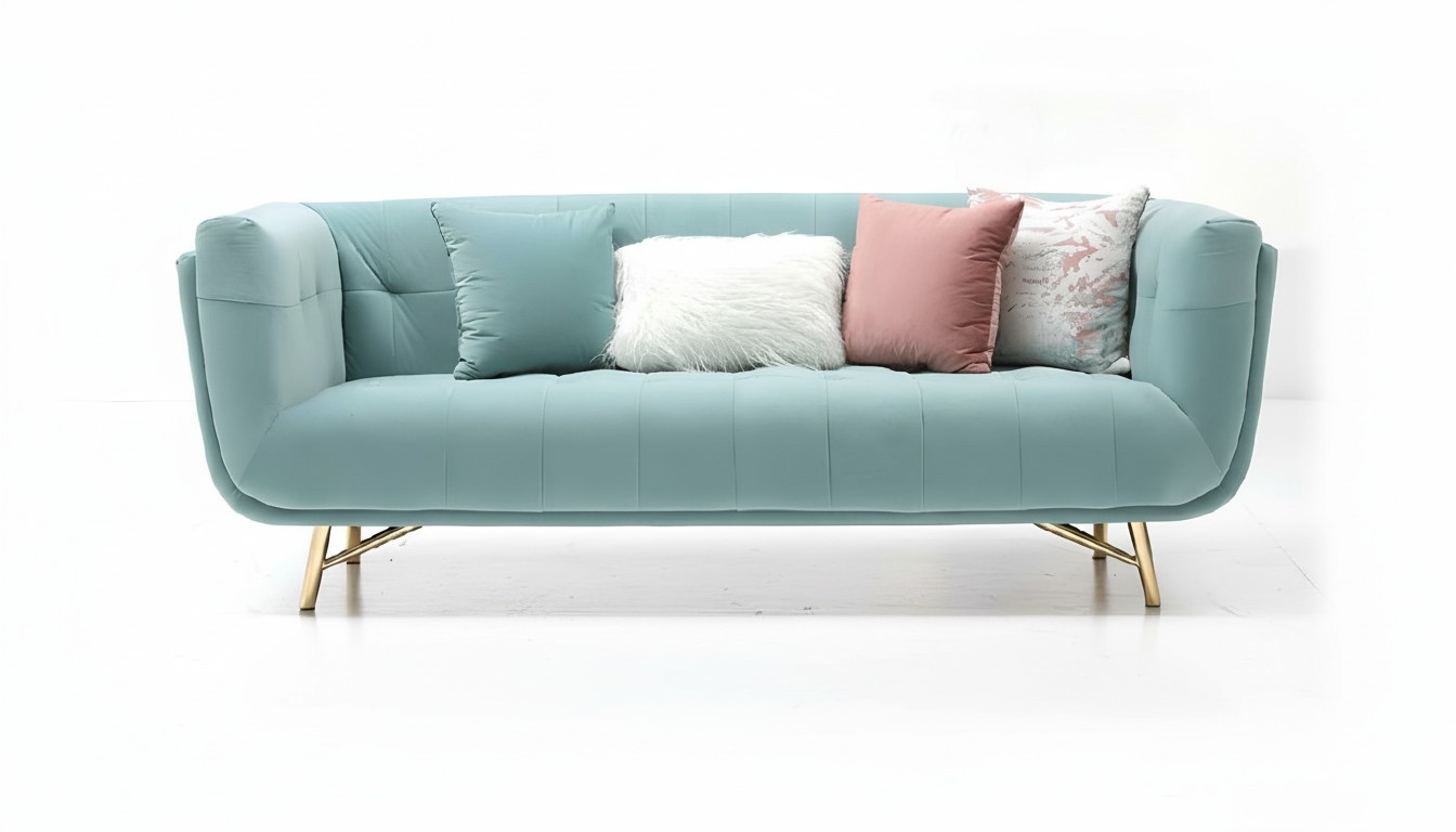 Sofa Dreisitzer 213 x 91 Polster Textil Design Sitz Sofas Zimmer Möbel Moderne