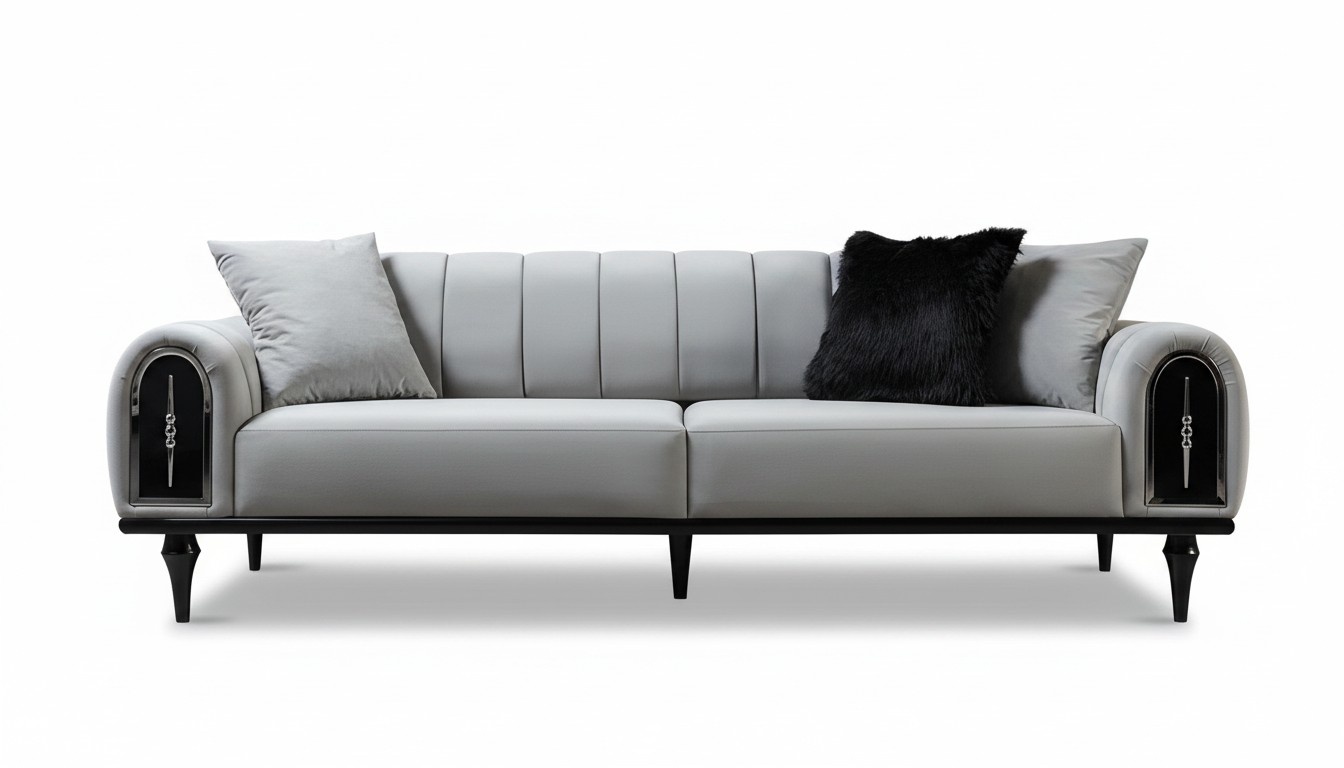 Hellgrauer Bürotisch Designer Arbeitszimmer Möbel Luxuriöser Edler Tisch