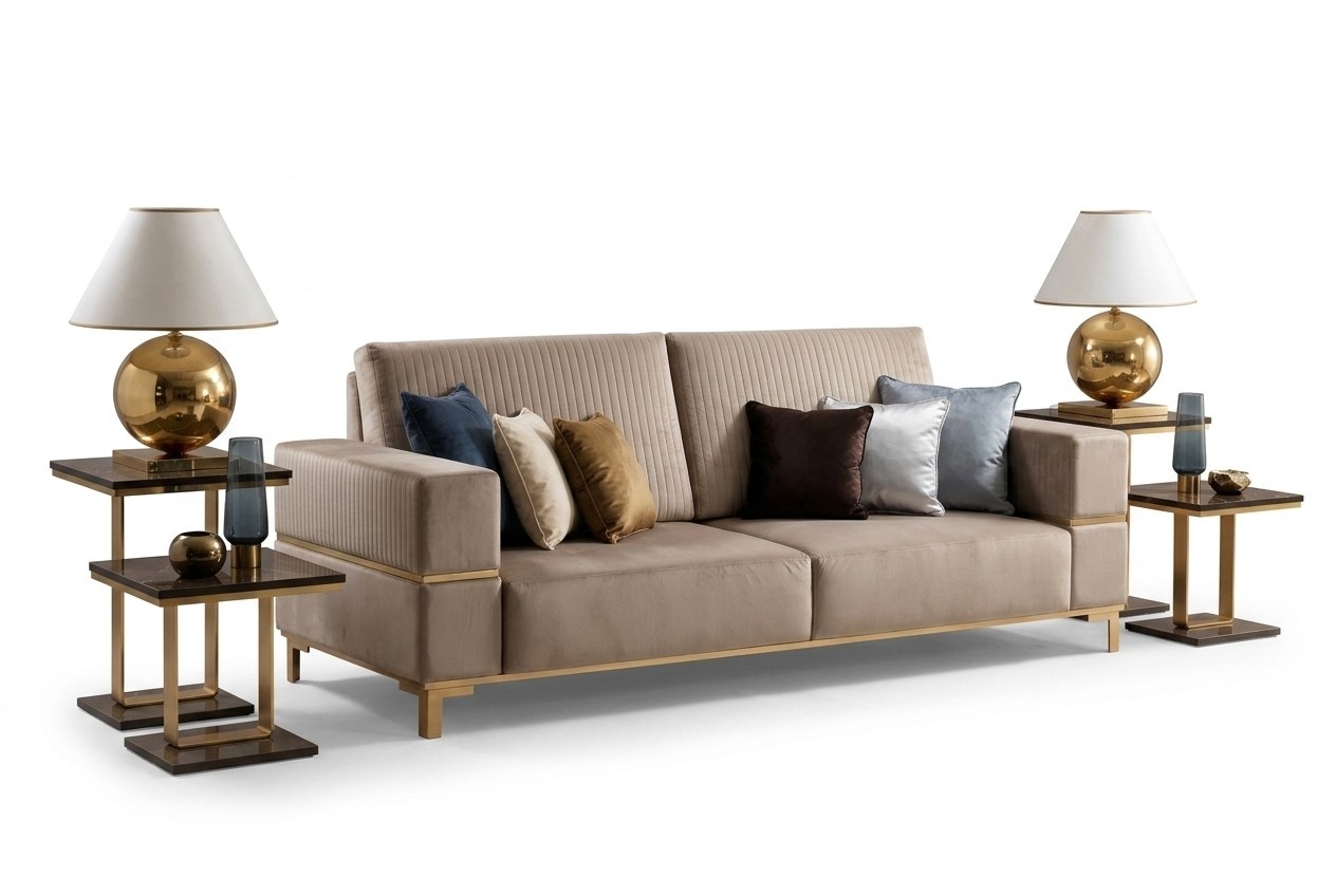 Sofa Dreisitzer Klassische Couch Polster 3 Sitzer Textil Couchen Stoff Neu