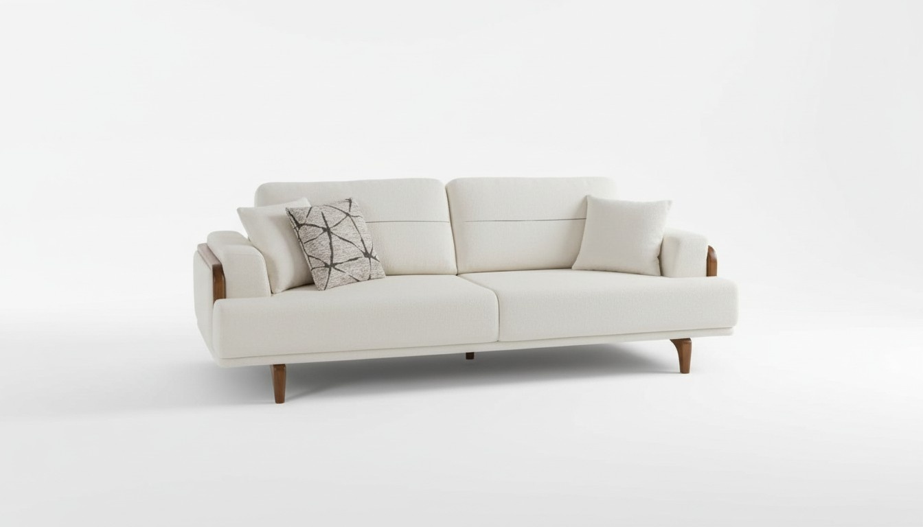 Sofa Modern Cremefarben Couch Big Sofas Komfort Wohnzimmer Design 3-Sitzer