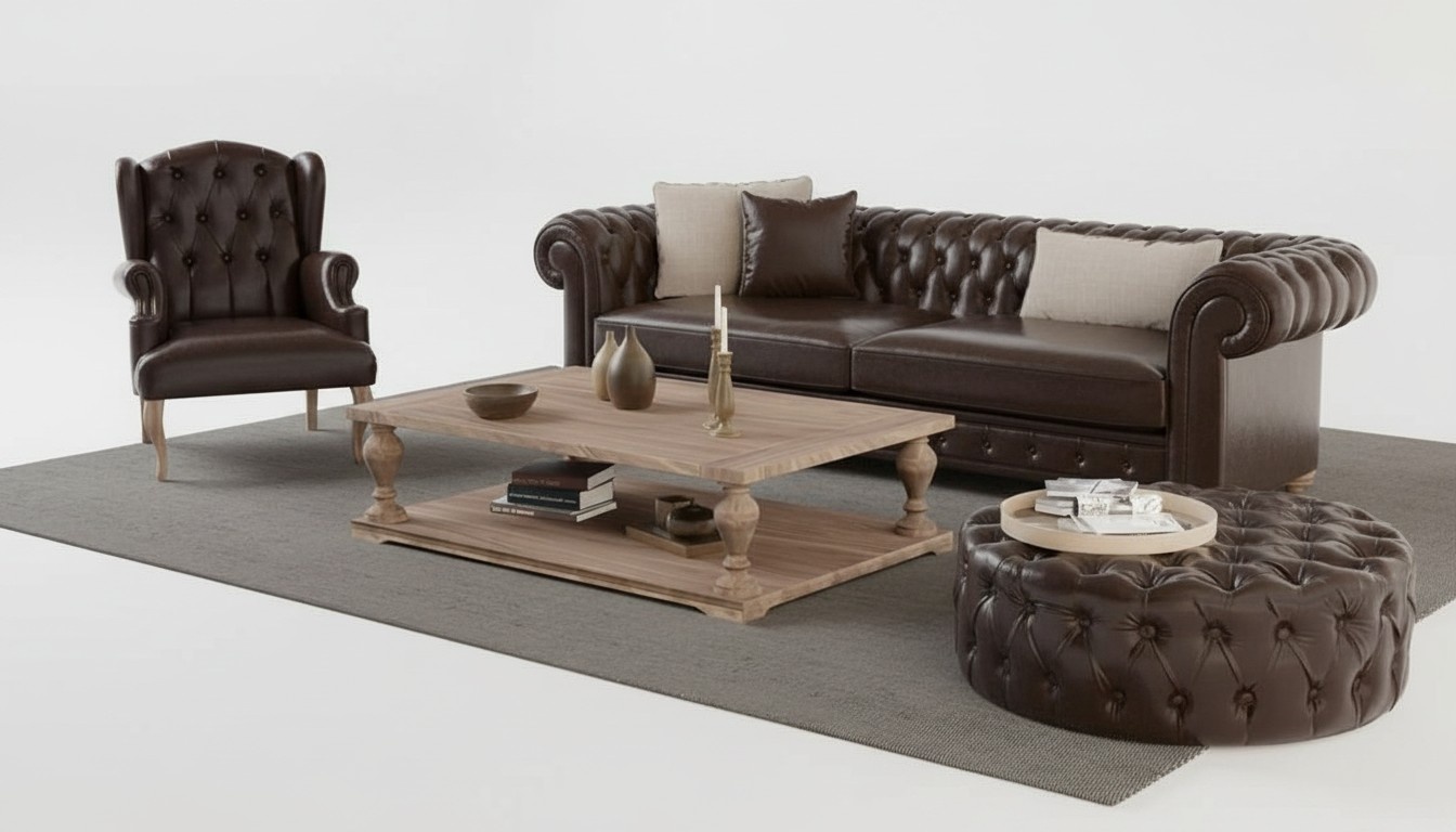 Sofa, Sessel und Puff stilvolles Design. Echte Gemütlichkeit