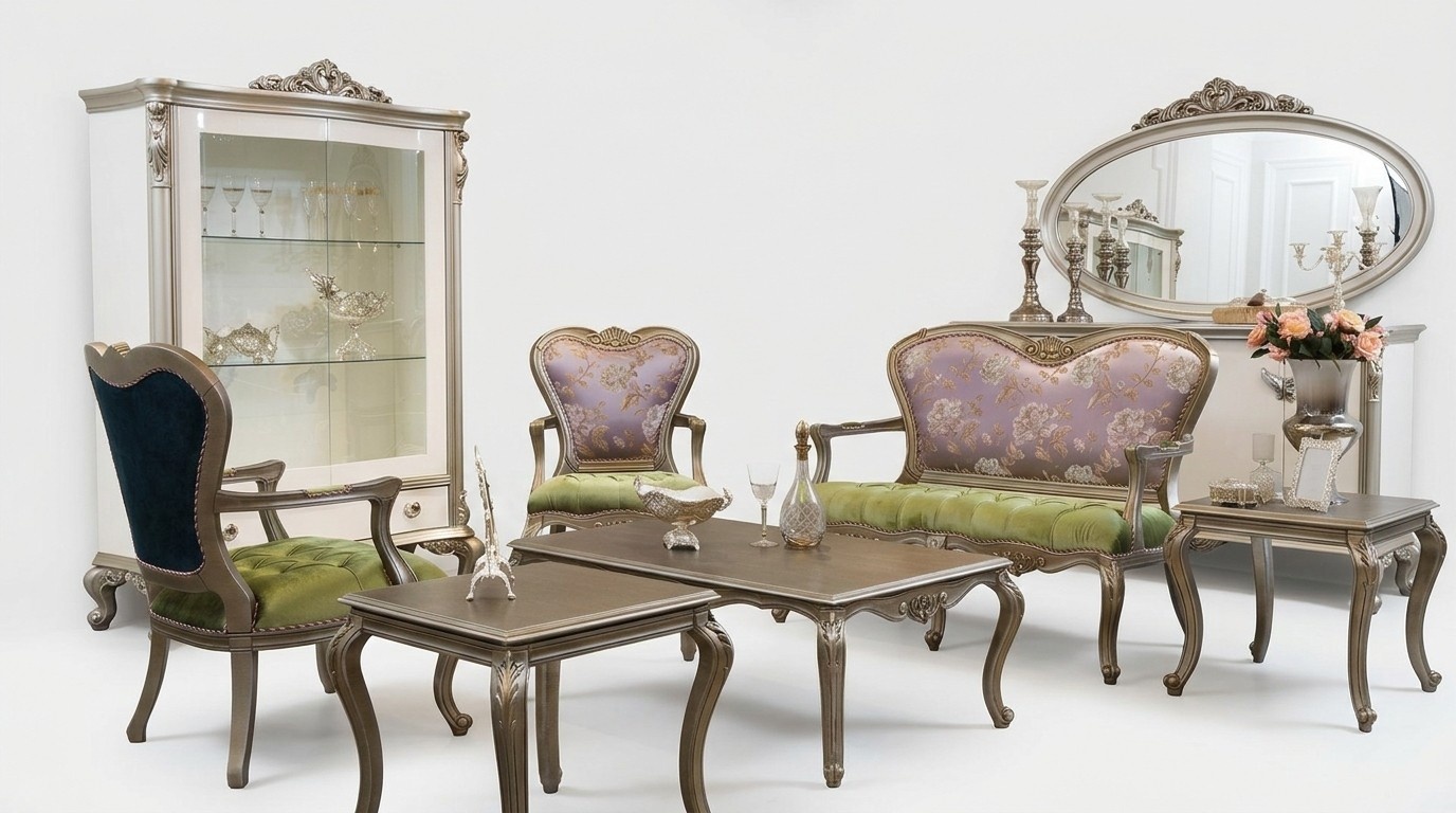 Sofa Set 2+1+1 Sitz Luxus Couchtisch Beistelltisch Sessel Garnitur 6tlg