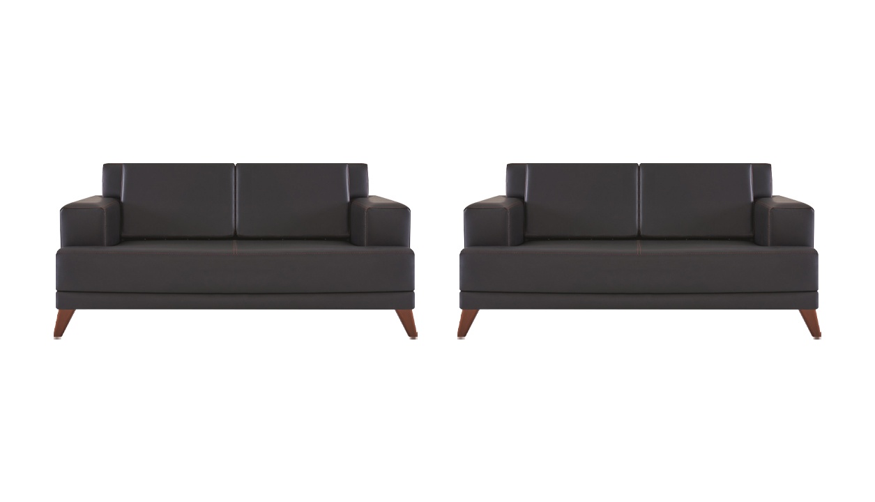 Sofa-Set 2-Sitzer Schwarz Ledersofas Modern Leder Hol Sitzmöbel Sofas