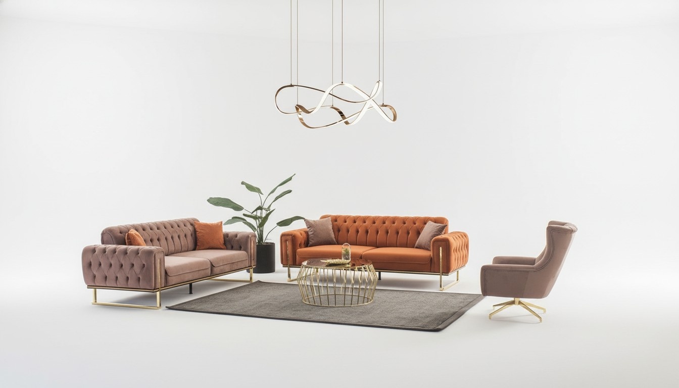 Sofa-Set in stilvollem Design Interieur voller Eleganz