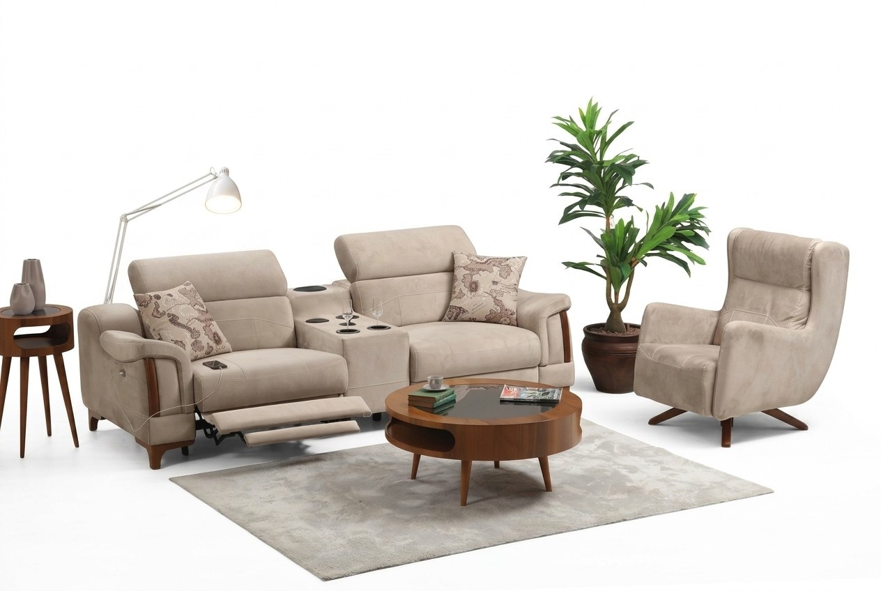 Sofa Set Modern Sofagarnitur Neu Möbel Wohnzimmer Designer Polster Textil
