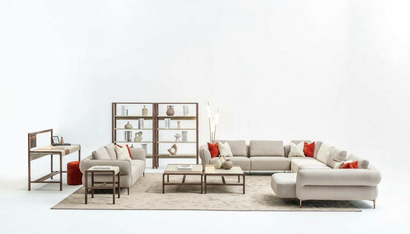 Sofa set Wohnzimmer Polstersofa 3 Sitzer U Form Sofagarnitur Modern