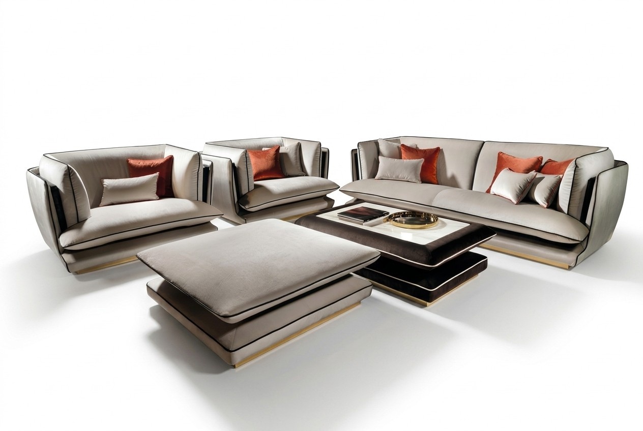 Sofagarnitur 311 Sitzer Hocker Set Möbel Sofa Polster Gruppe Couch arredoclassic