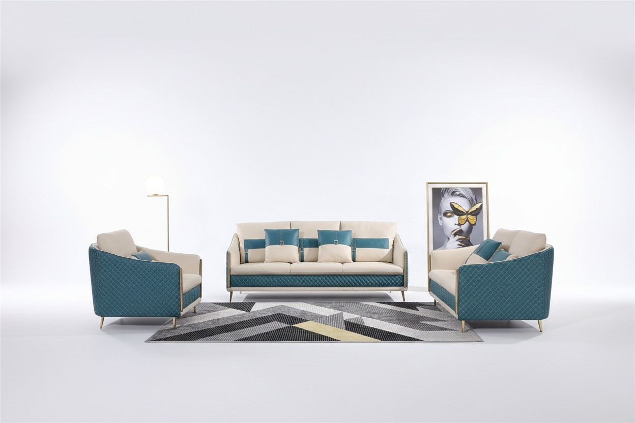 Sofagarnitur 3+1+1 Sitzer Set Sofa Polster Couch Leder Polster Garnitur