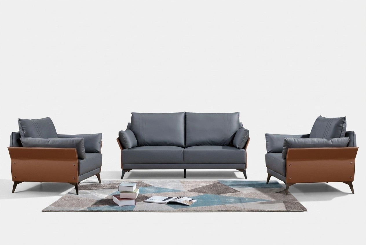 Sofagarnitur 3+1+1 Sitzer Sofas Couch Polster Garnitur Möbel Couchen Leder Büro