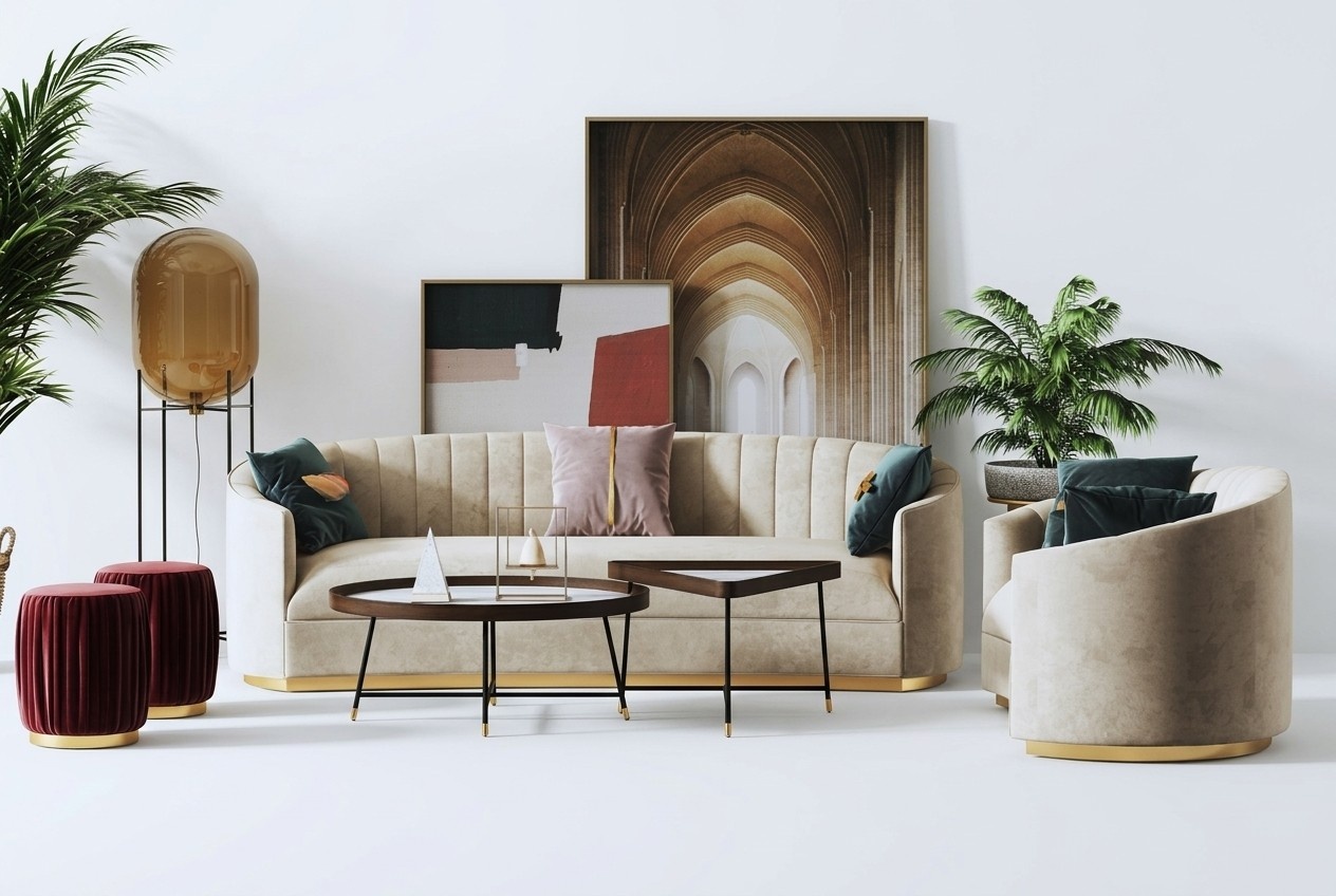 Sofagarnitur 3+1 Sitzer Set Design Sofa Polster Couchen Couch Modern