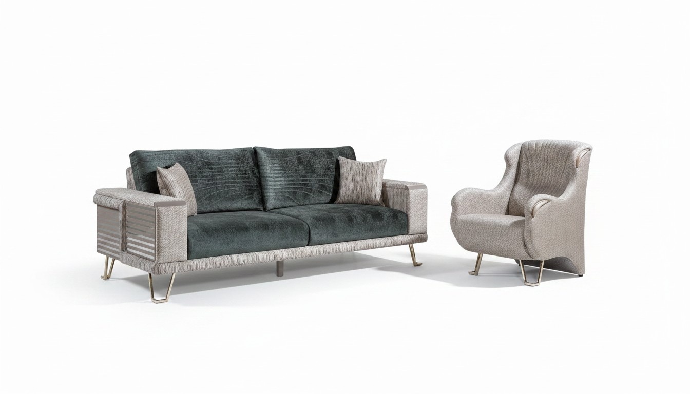 Sofagarnitur 3+1 Sitzer+Couchtisch Beistelltisch Textil Komplett Beige