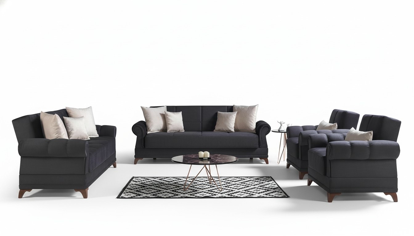 Sofagarnitur 3+2+1+1 Sitzer Textil Komplett 2x Sessel Sofa 3 Sitzer Luxus