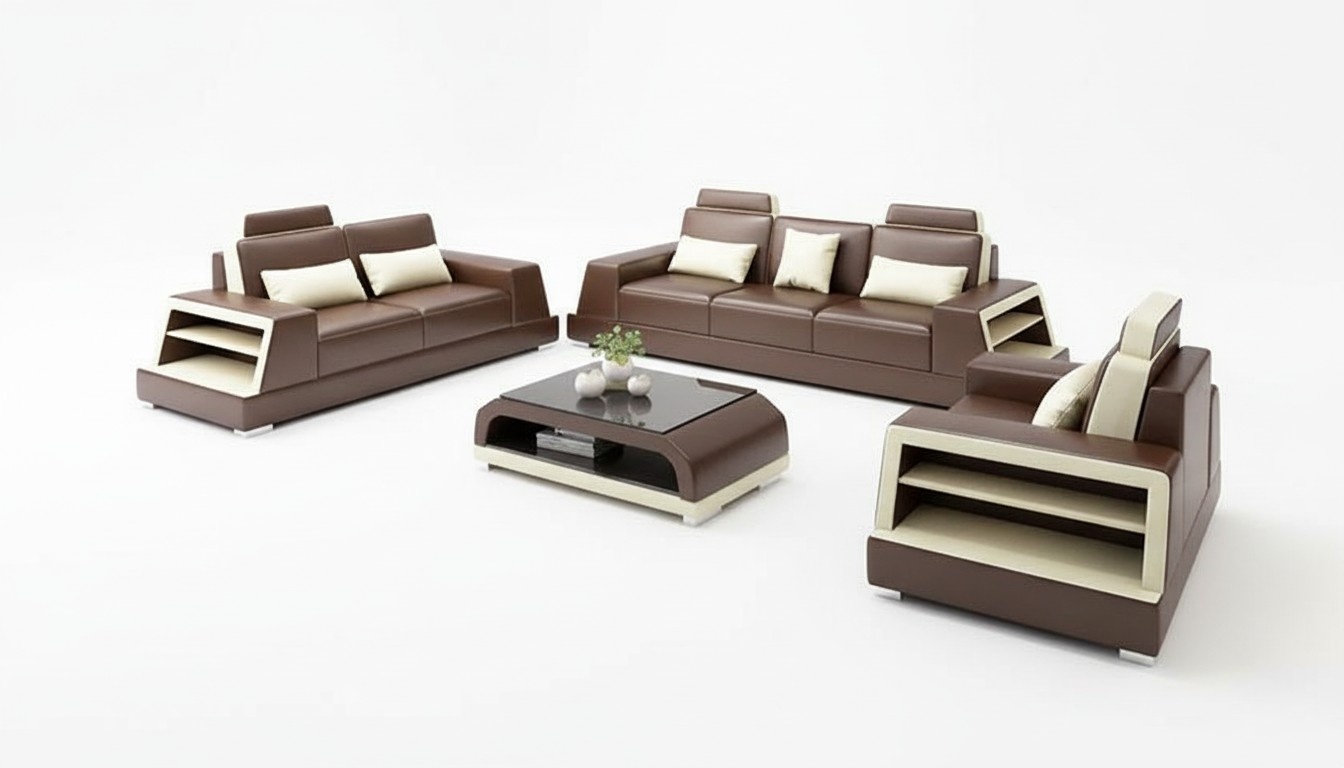 Sofagarnitur 321 Sitzer Couchtisch Ledersofa Modernes Sofa Couch Wohnlandschaft