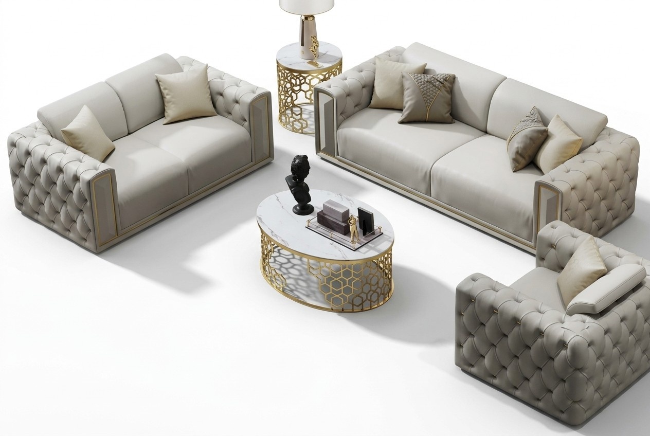 Sofagarnitur 3+2+1 Sitzer Klassischer Wohnlandschaft Sofas Couchen Polster