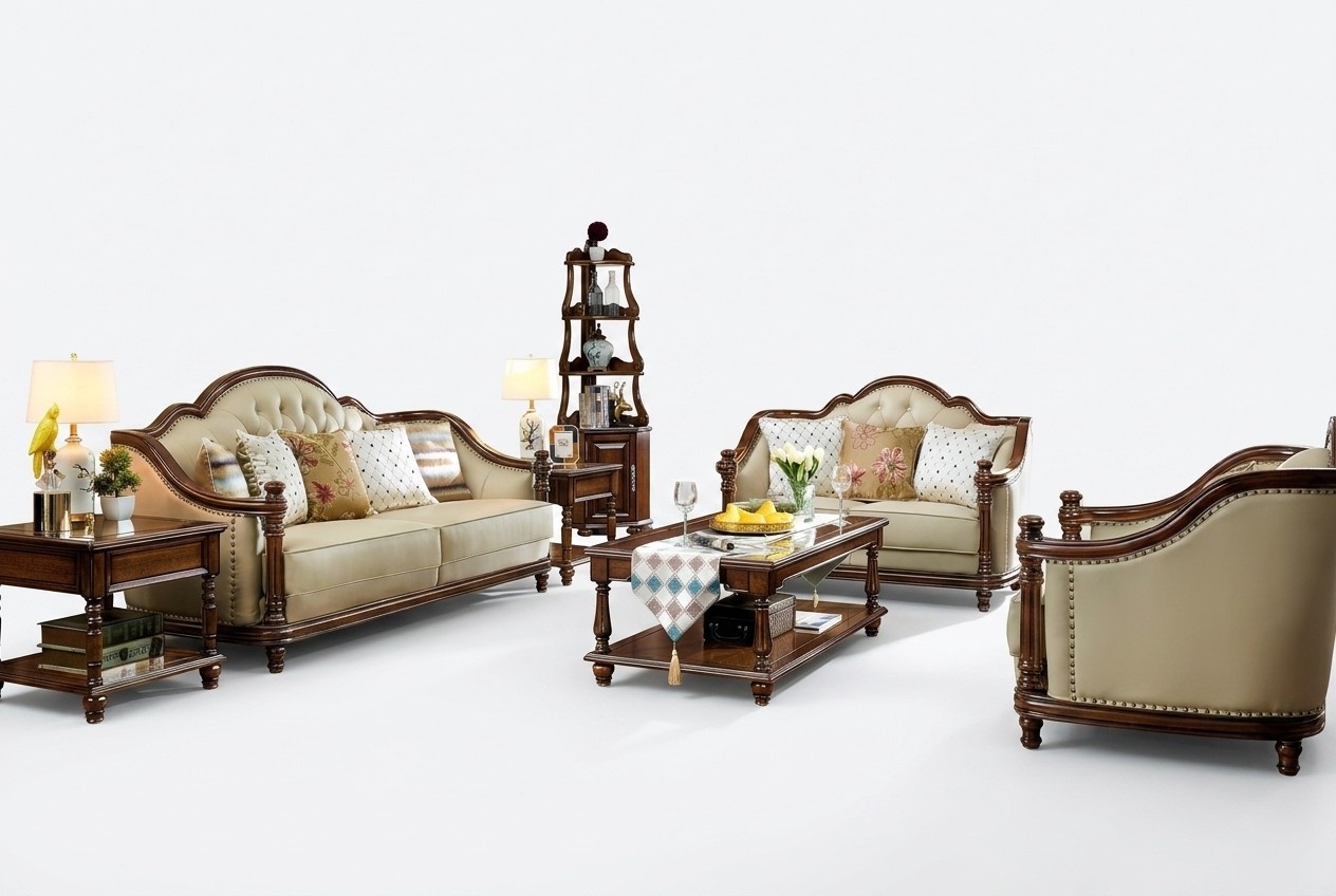 Sofagarnitur 3+2+1 Sitzer Sofa Couch Garnitur Leder Couchen Klassische