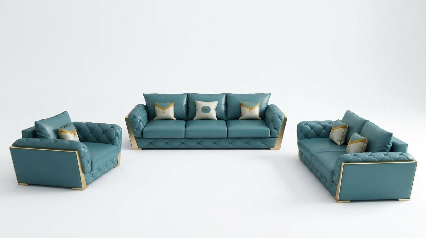 Sofagarnitur 3+2+1 Sitzer Wohnlandschaft Couch Sofa Polster Garnitur Sofas Leder