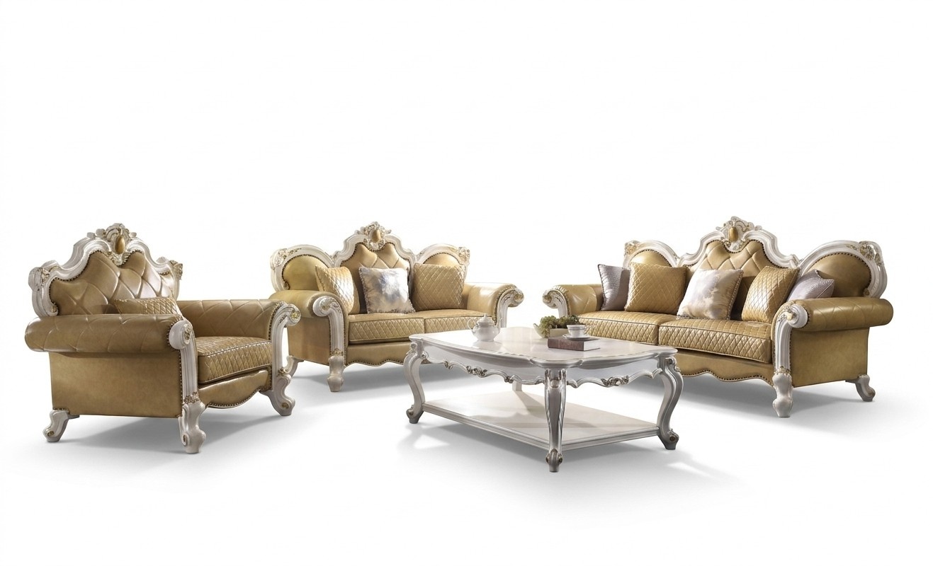 Sofagarnitur 3+2 Sitzer Klassischer Wohnlandschaft Leder Sofas Couchen