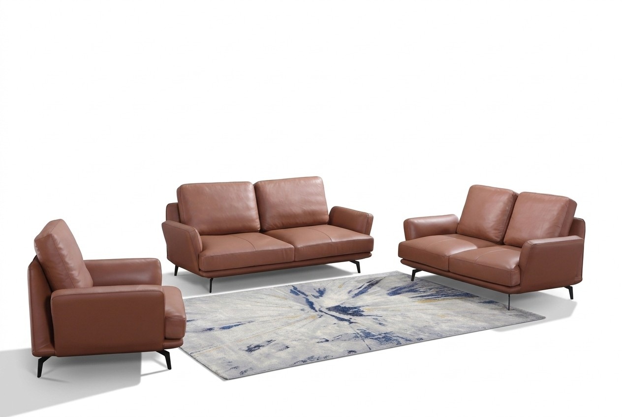 Sofagarnitur 3+2 Sitzer Ledersofa Couch Wohnlandschaft Garnitur Design Modern