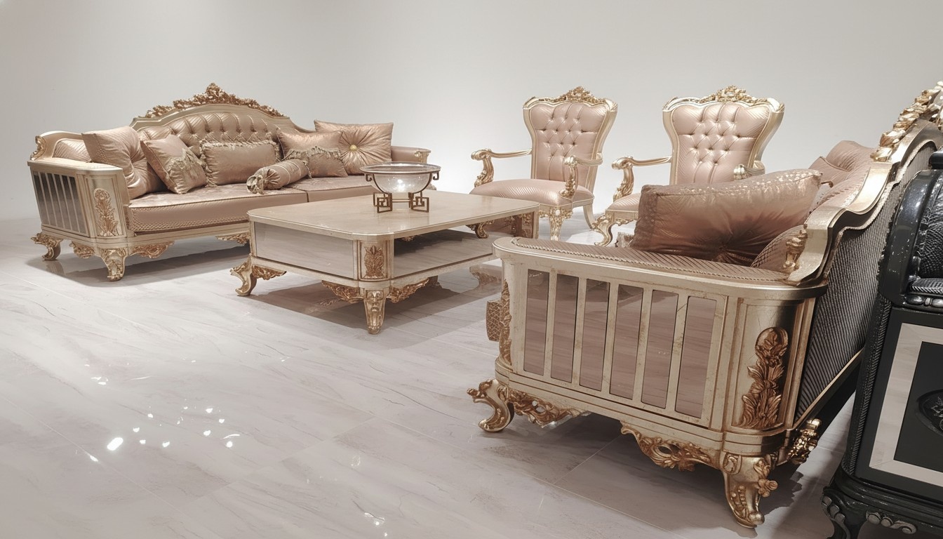 Sofagarnitur 3+3+1+1 Sitzer Couchtisch Sofa Sessel Sofas Stoff Luxus Set 5tlg