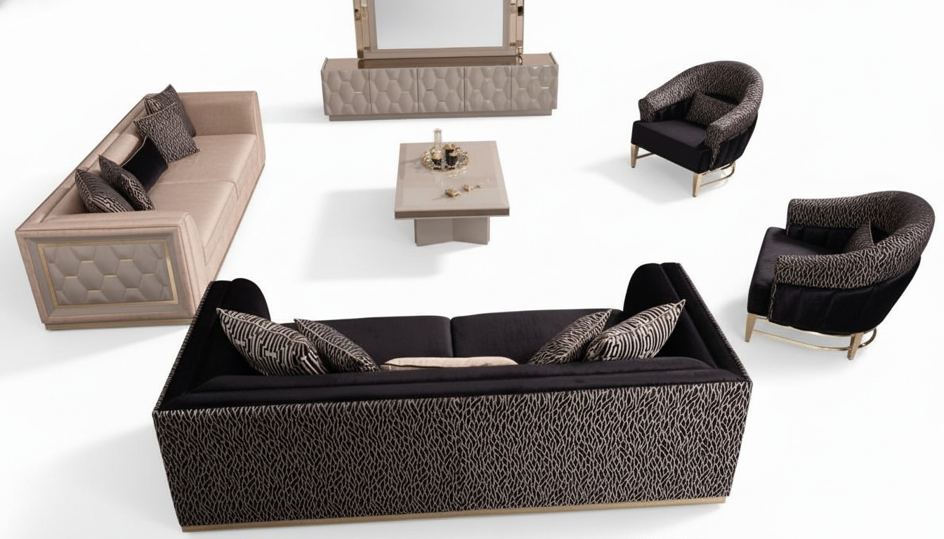 Sofagarnitur 3+3+1+1 Sitzer Polster Sofa Wohnlandschaft Sofas Couch