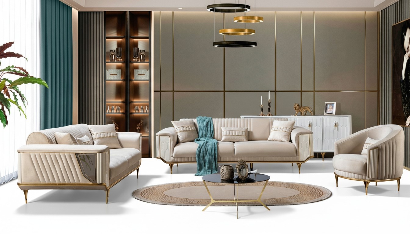 Sofagarnitur 3+3+1 Sitz Couch Möbel Wohnzimmer Einrichtung Sofa