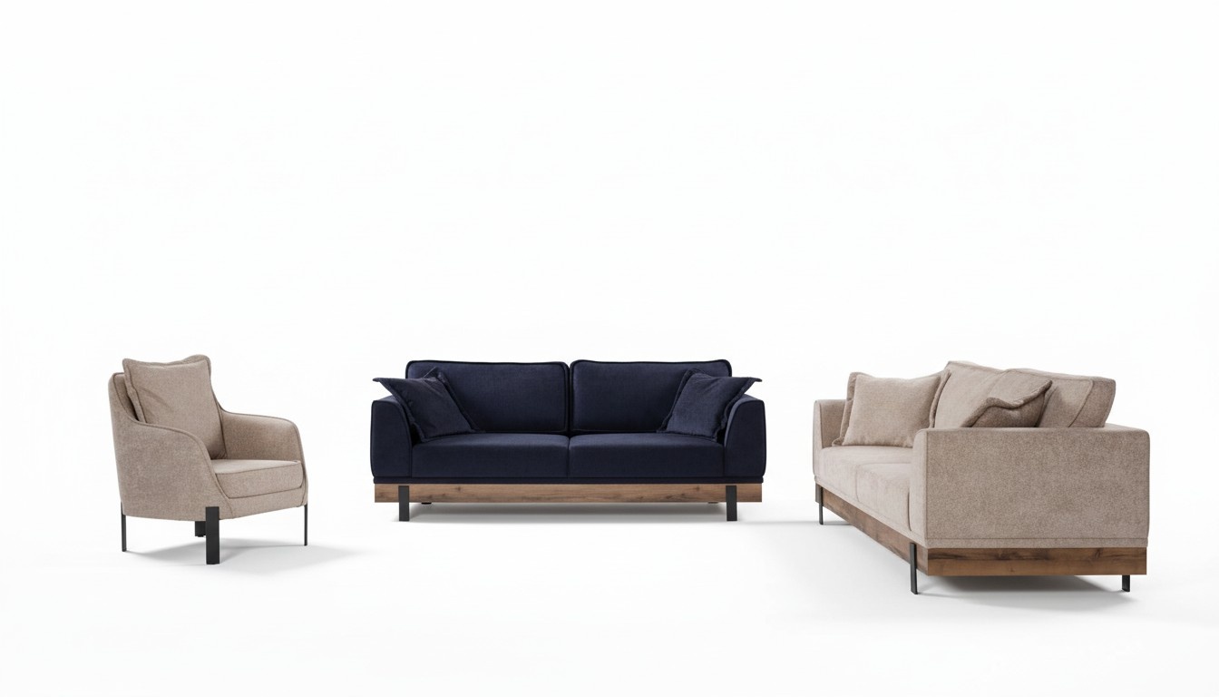 Sofagarnitur 331 Sitz Sofas Couch Polster Holz Sitzcouch Textil