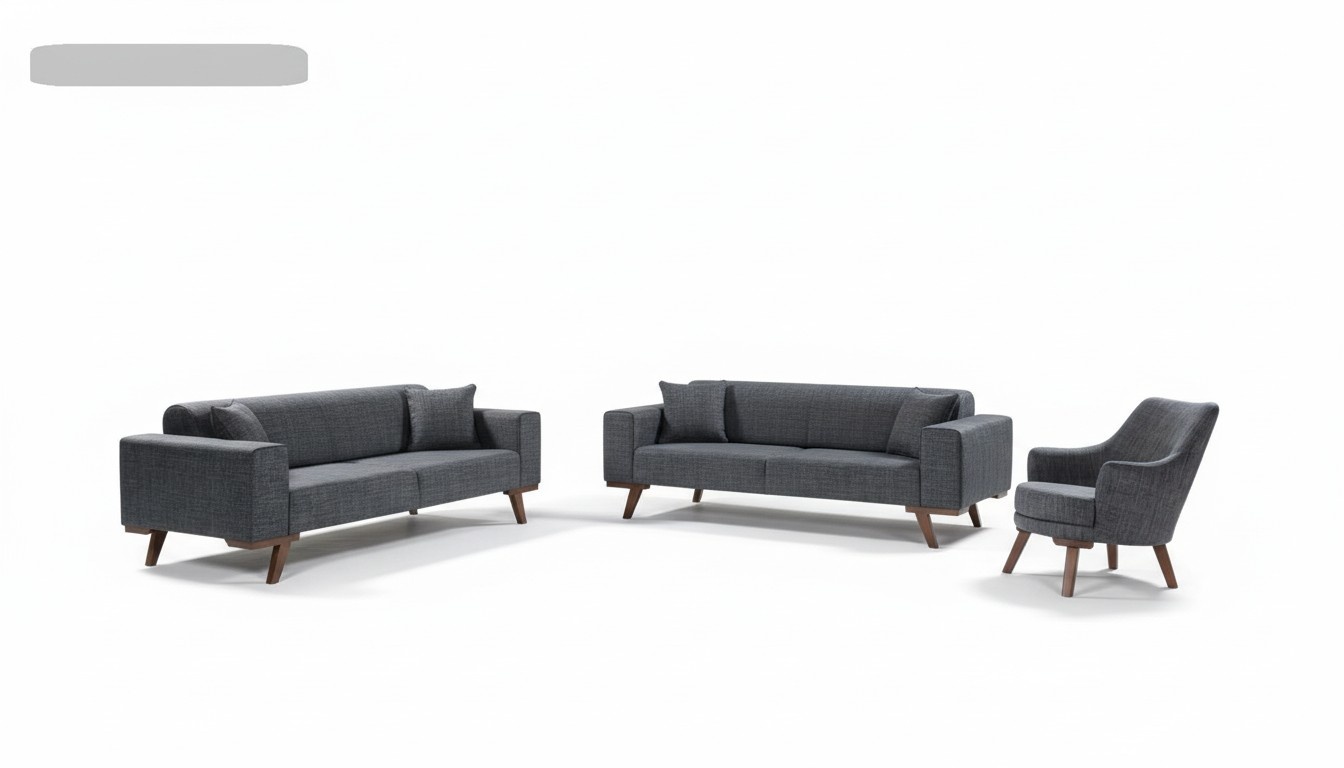 Sofagarnitur 3+3+1 Sitz Design Sofas Polster Couchen Grau Möbel 3tlg