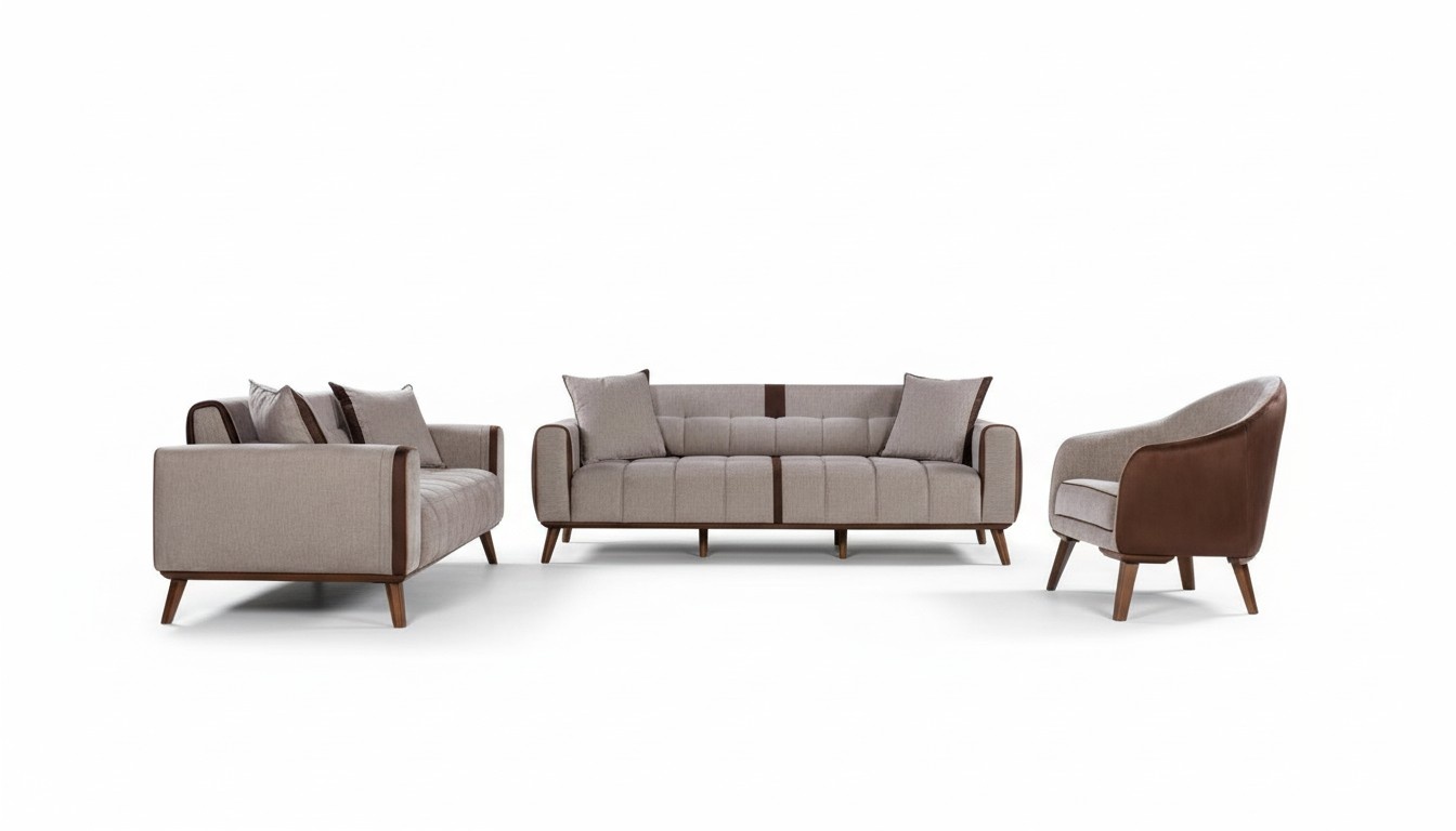 Sofagarnitur 3+3+1 Sitz Sofas Polster Möbel Couchen Textil Gruppe