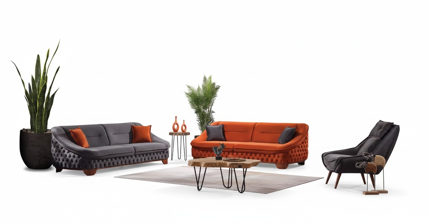 Sofagarnitur 3+3+1 Sitzer Luxus Modern Set Design Sofas Polster Chesterfield