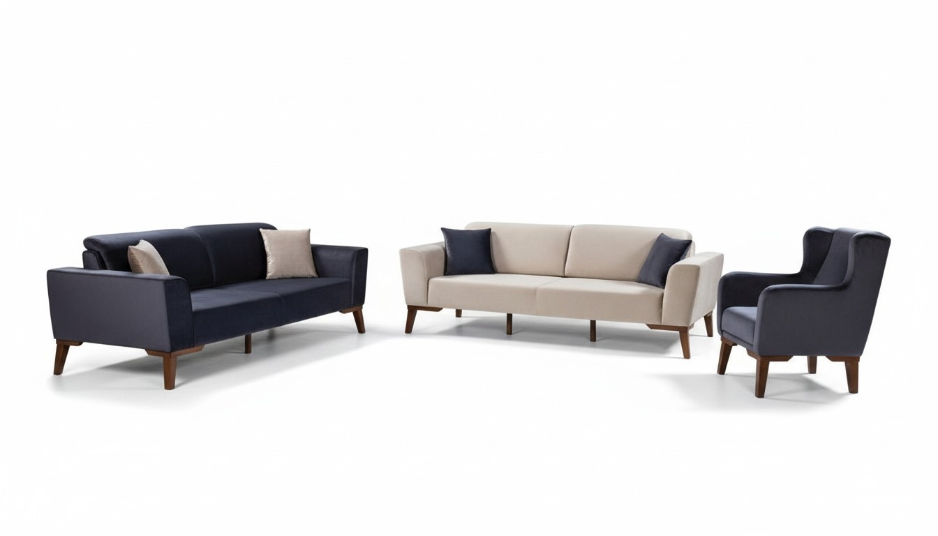 Sofagarnitur 3+3+1 Sitzer Sofa Couchgarnitur Textil Sessel Wohnzimmer