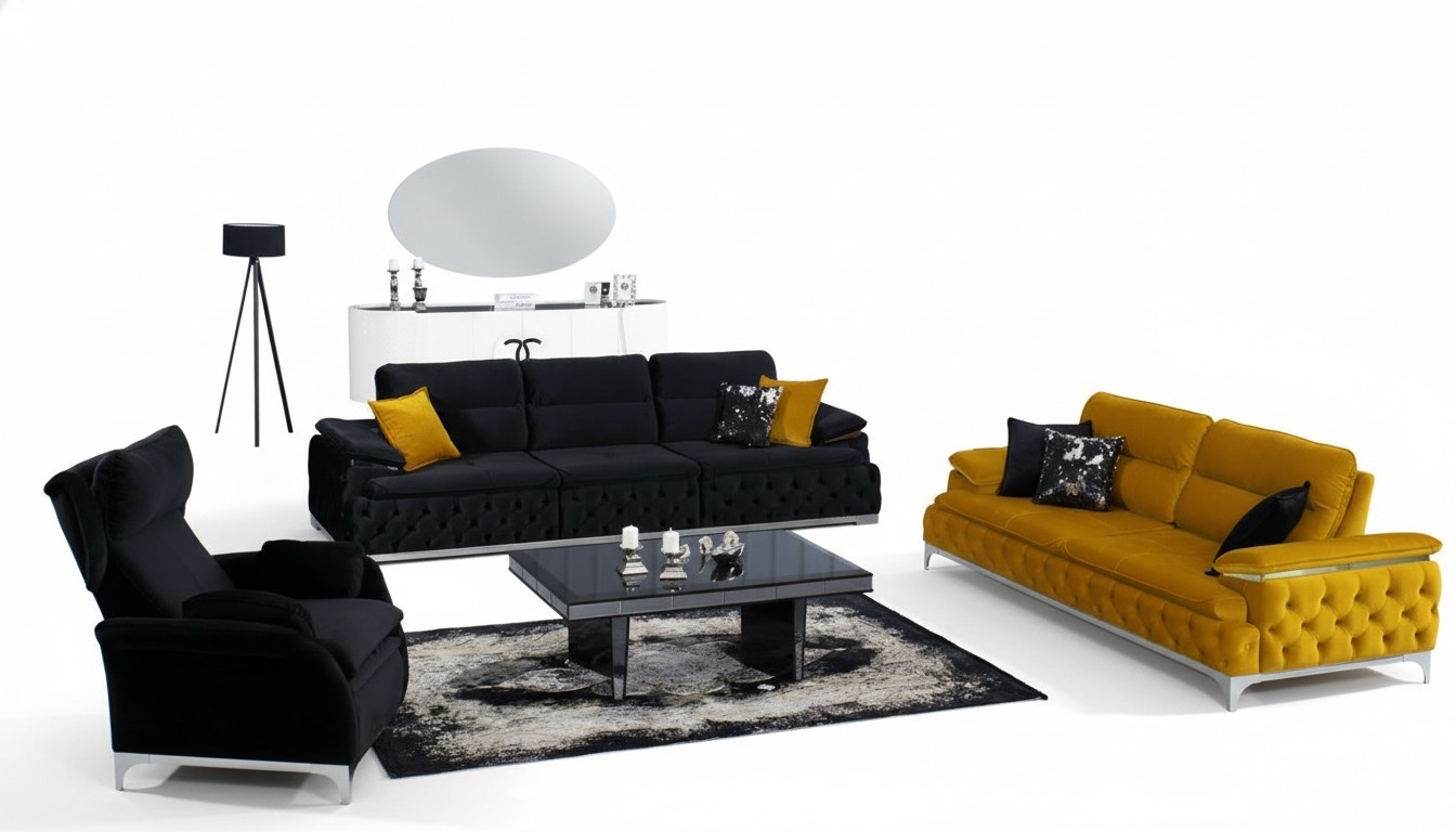 Sofagarnitur 3+3 Sitzer Set Design Sofas Polster Couchen Stoff Relax