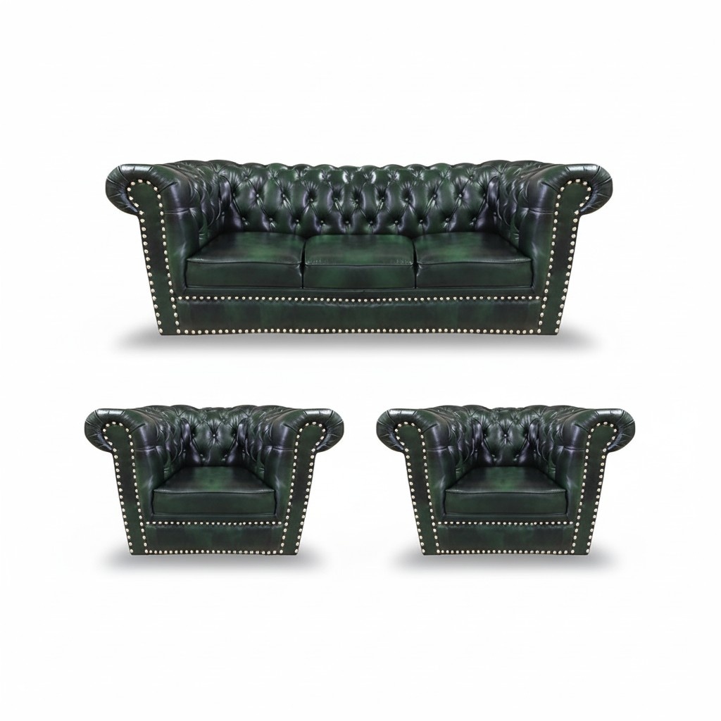 Sofagarnitur 3tlg Sofa Couch Polster Chesterfield Design 2x Sessel Ledersofa Neu