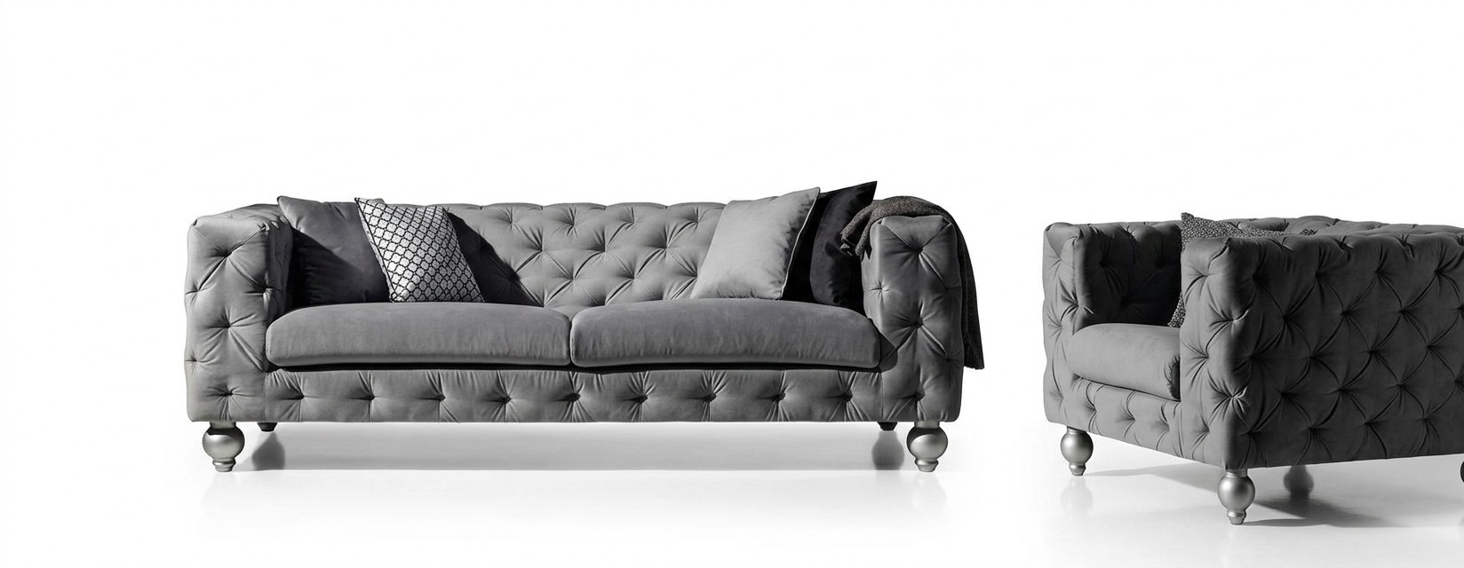 Sofagarnitur Chesterfield Set 252cm + Sessel Sofa Couch designer Sofa