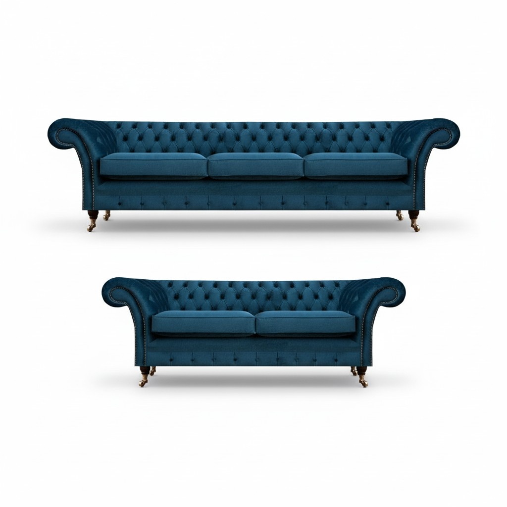 Sofagarnitur Chesterfield Textilsofa Sofas Couch Polster Sessel Wohnzimmer