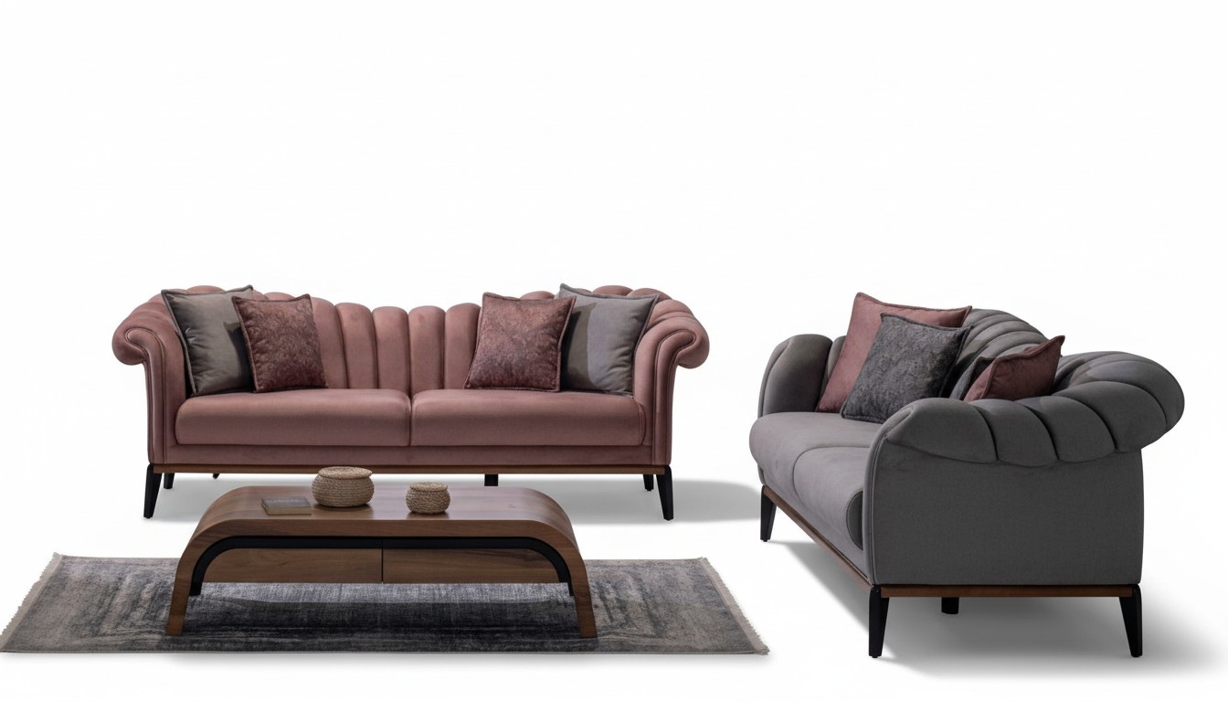 Sofagarnitur Couch Polster Modern 3+3 Sitzer Set Design Sofas Polster Textil Neu