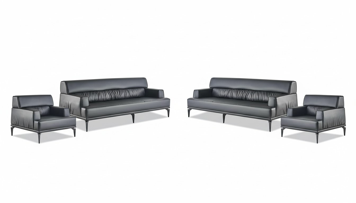 Sofagarnitur Couch Polster Möbel Büroeinrichtung Sitzer Schwarz Sofa-Set 4tlg.